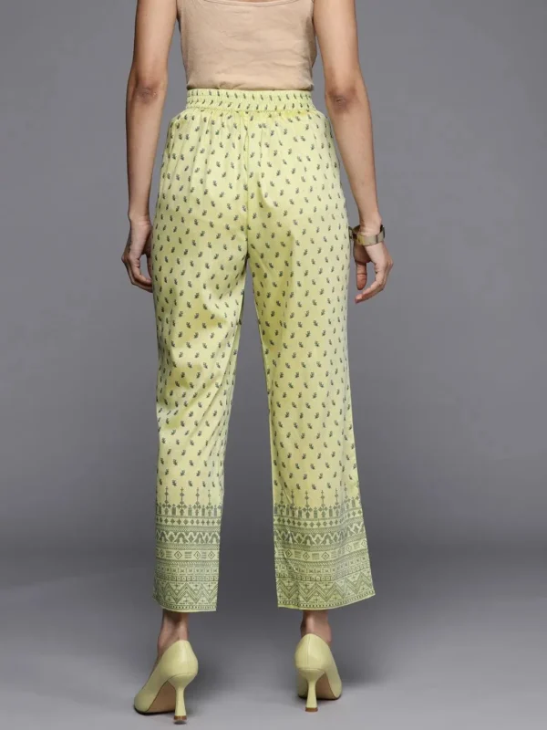 Olive Printed Silk Trousers - Image 5