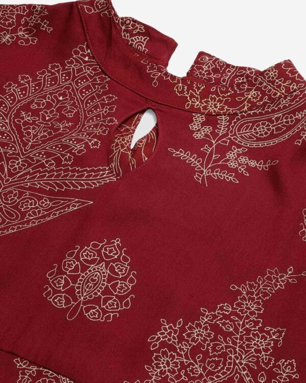 High Neck Printed Anarkali Kurta - Image 2