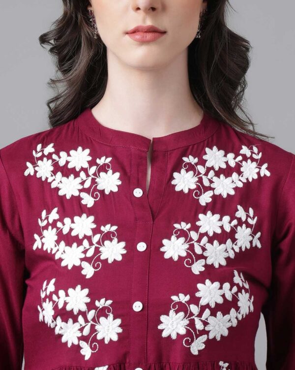 Embroidered Flared Kurta - Image 3