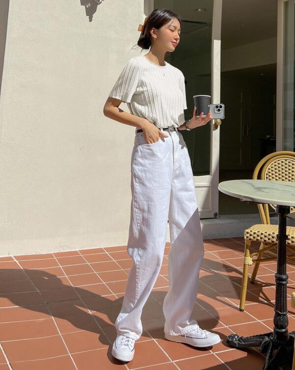 Women Cable-Knit Relaxed Fit T-Shirt - Image 2