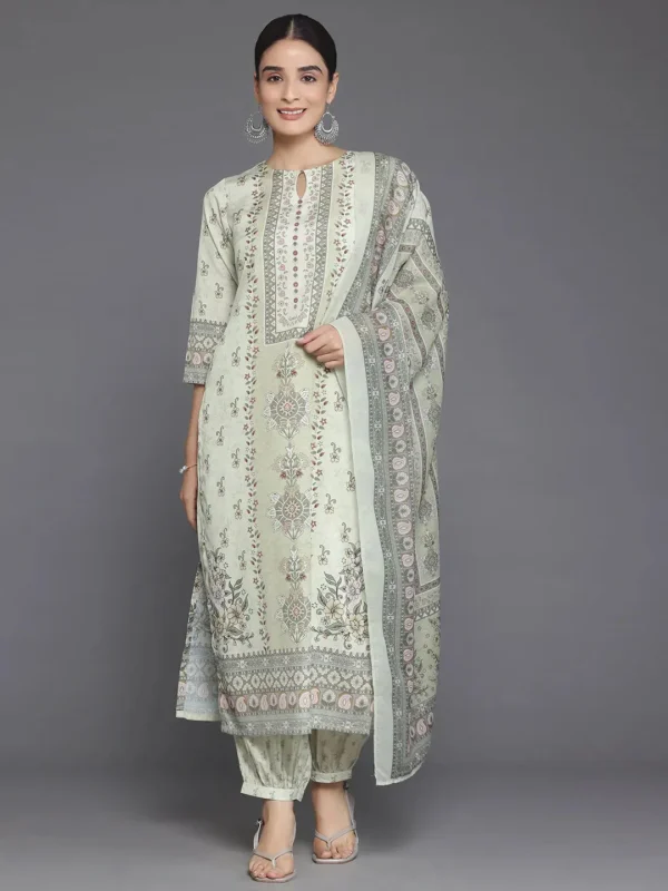 Women Lemon Printed Poly Crepe Straight Suit With Dupatta