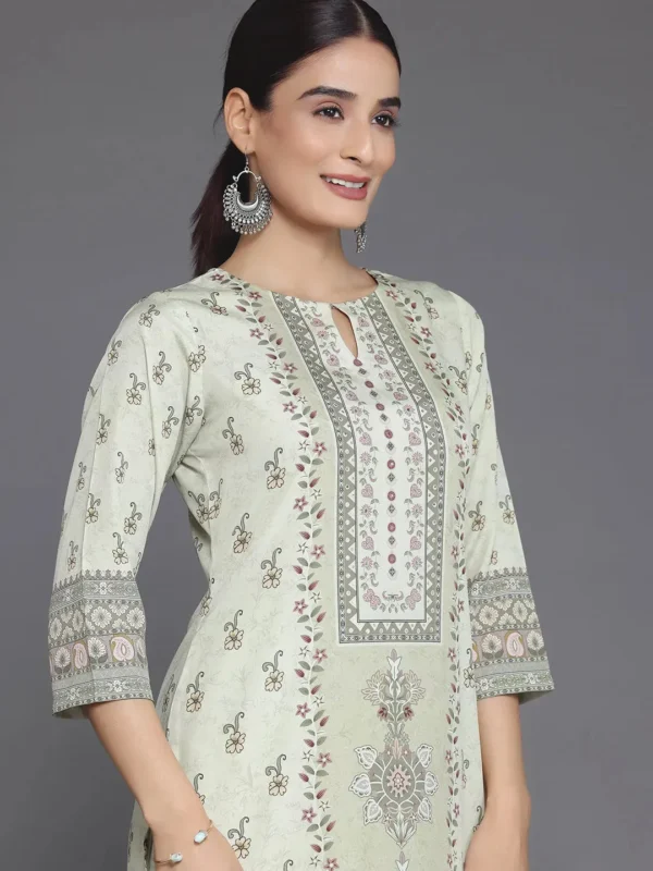 Women Lemon Printed Poly Crepe Straight Suit With Dupatta - Image 4