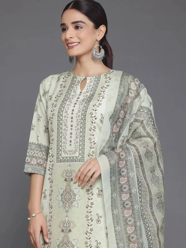 Women Lemon Printed Poly Crepe Straight Suit With Dupatta - Image 3