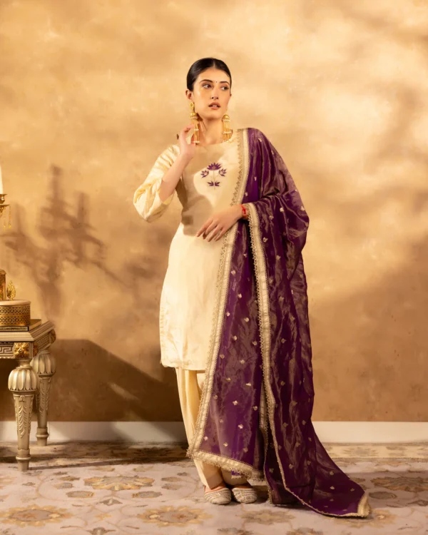 Women Golden Glow Chanderi Suit Set - Image 6