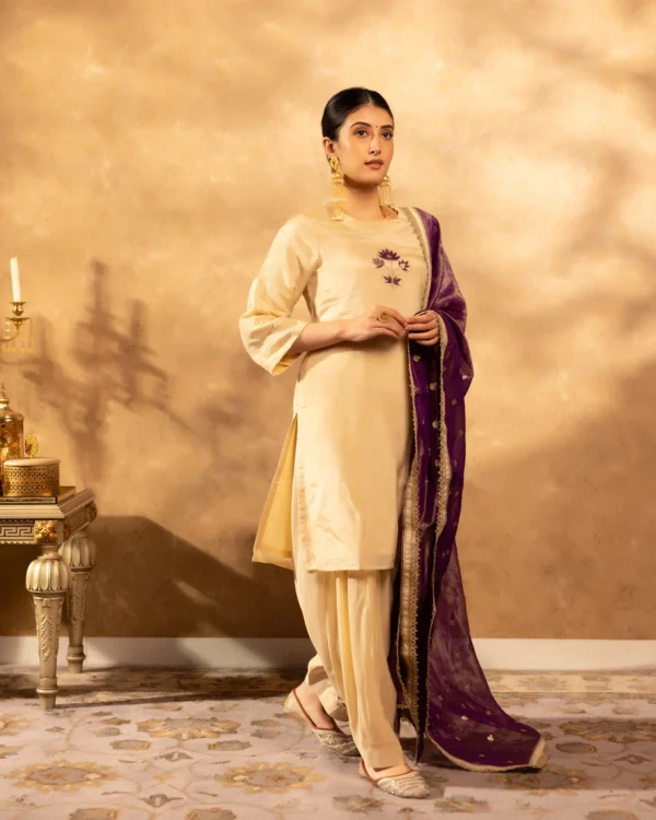 Women Golden Glow Chanderi Suit Set - Image 5