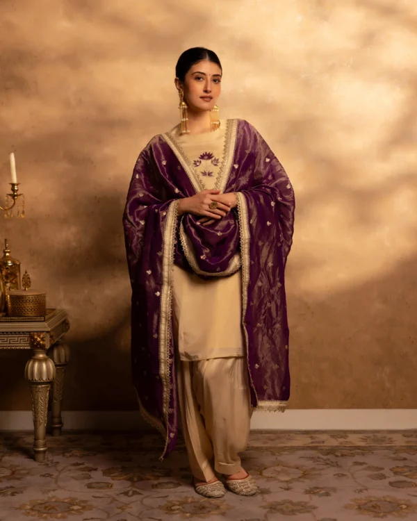 Women Golden Glow Chanderi Suit Set