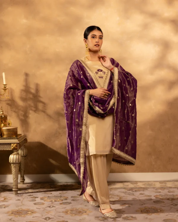 Women Golden Glow Chanderi Suit Set - Image 2