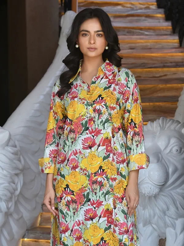 Women Multicolor Printed Cotton Kurta with Pants - Set - Image 5
